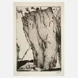 Horst Janssen, "Felsen", Radierung auf Velin