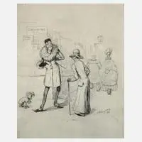 Prof. Adolf Hengeler, Illustrationsentwurf, Tuschezeichnung auf Papier