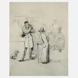 Prof. Adolf Hengeler, Illustrationsentwurf, Tuschezeichnung auf Papier