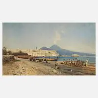Prof. Ascan Lutteroth, In der Bucht von Neapel, Aquarell und Deckfarben