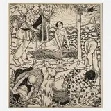 Mateo Cristiani, Lebenskreis, Tuschefeder und Deckweiß auf Karton