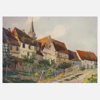 Georges Daubner, "Bergheim im Elsass", Aquarell über Graphit