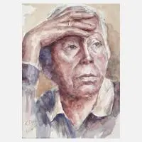 Günter Garbocz, "Käthe Kollwitz", 2021, Aquarell über Bleistift