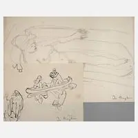 Prof. Ivo Hauptmann, Zwei Studienblätter, Tuschefeder auf Papier