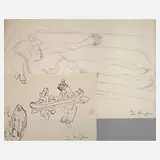 Prof. Ivo Hauptmann, Zwei Studienblätter, Tuschefeder auf Papier