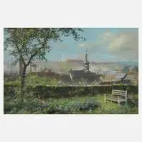 Prof. Franz Huth, "Blick vom Gut auf Apolda", Pastell auf grauem Papier