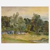Karl Otto Hy, "Biebricher Strandbad", Aquarell