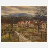 Karl Otto Hy, Häuser am Stadtrand, Aquarell