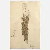 Irena von Rügen, Modeentwurf Art Deco, Aquarell über Bleistift