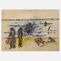 Walter Weiße, Am Strand, Mischtechnik auf leichtem Karton