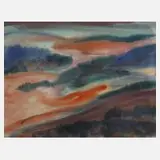 Alfred Kohler, Abendlandschaft, Aquarell