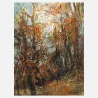 Kurt Pesl, "Herbstlicher Wald", Mischtechnik auf leichtem Karton