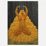 Walther Gasch, "Brunhild erwacht", Gouache auf Pappe