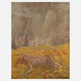 Walther Gasch, "Die Fee Urgande im Urwald", 1923, Gouache auf Karton