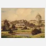 Siegfried Hauffe, Jössnitz im Frühling, Aquarell auf Papier