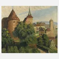 E. Hesse, Vedute von Bautzen, Öl auf Leinwand
