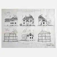 Paul Möbius, Entwurf Villa Buchheim, Tuschefeder auf Papier