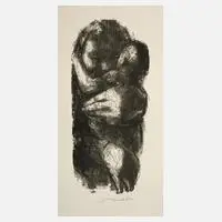 Prof. Hans Theo Richter, "Schützende Hände", Lithographie auf leichtem Karton