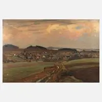 Richard Sachs, Blick auf Jößnitz, 1923, Öl auf Pappe