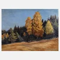 Albin Schlehahn, Herbstlicher Waldrand, 1921, Öl auf Karton auf weiteren Karton aufgezogen
