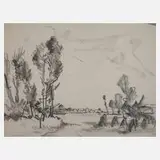 Alfred Tröger, Im Zwickauer Land, Kohle auf Papier