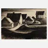 Alfred Tröger, Dorflandschaft, Tusche