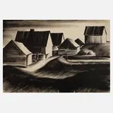Alfred Tröger, Dorflandschaft, Tusche