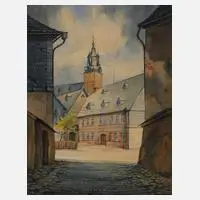 Hans Weiß-Aue, "Schneeberg Zobelplatz", Aquarell auf Papier