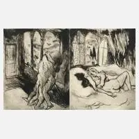 Otto Schubert, Zwei Liebesszenen, Radierungen