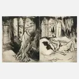 Otto Schubert, Zwei Liebesszenen, Radierungen