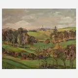 Elfriede Mäckel, Frühlingslandschaft, Öl auf Malplatte