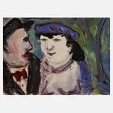 Albert Hennig, "Mariechen und Freund", Aquarell und Gouache auf leichtem Karton