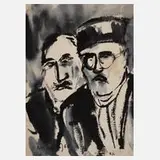 Albert Hennig, Zwei Richter, 1907, Tusche auf Papier