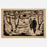 Albert Hennig, Spaziergänger, Holzschnitt
