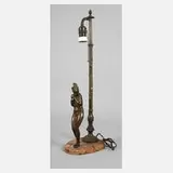 Bruno Zach, weiblicher Akt an Tischlampe, Bronze