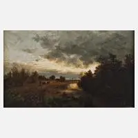 Abendstimmung auf dem Land by E. v. Boeckh, Öl auf Leinwand, sold Sep 2023
