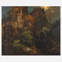 Gustav Traub, Waldstück, 1924, Öl auf Karton auf Hartfaser