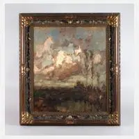 Wilhelm Blanke, Wolken über Moor, Öl auf Malkarton