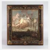 Wilhelm Blanke, Wolken über Moor, Öl auf Malkarton