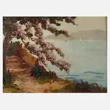 Camprio, Mediterrane Küstenszene, Öl auf Leinwand