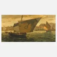 Ludwig Dill, Fischerboot, Öl auf Leinwand