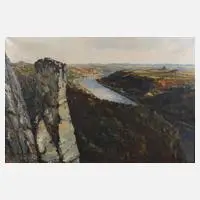 Rudolf Döring, Ansicht sächsische Schweiz, Öl auf Leinwand