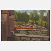 Leopold Durm attr., "Seeweg", Ölstudie auf Malkarton