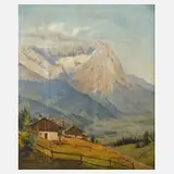Franz Forthuber, Blick zum Wettersteingebirge, Öl auf Leinwand