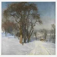 Oswald Grill, "Seeufer im Winter", 1938, Öl auf Leinwand