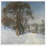 Oswald Grill, "Seeufer im Winter", 1938, Öl auf Leinwand