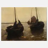 German Grobe, Boote am Ufer, Öl auf Leinwand