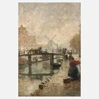 Prof. Hans Hermann, Lindengracht Amsterdam, 1921, Öl auf Malkarton