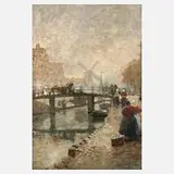 Prof. Hans Hermann, Lindengracht Amsterdam, 1921, Öl auf Malkarton