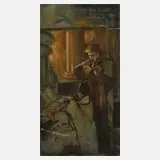 Edmund Kanoldt, Musizierende Mönche, Öl auf Leinwand und Keilrahmen